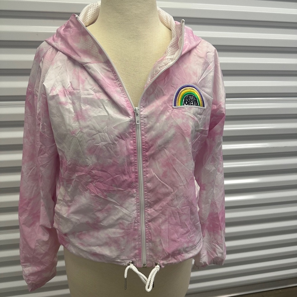 Forever 21 Pink Tie-Dye Hooded Wind-breaker Jacket